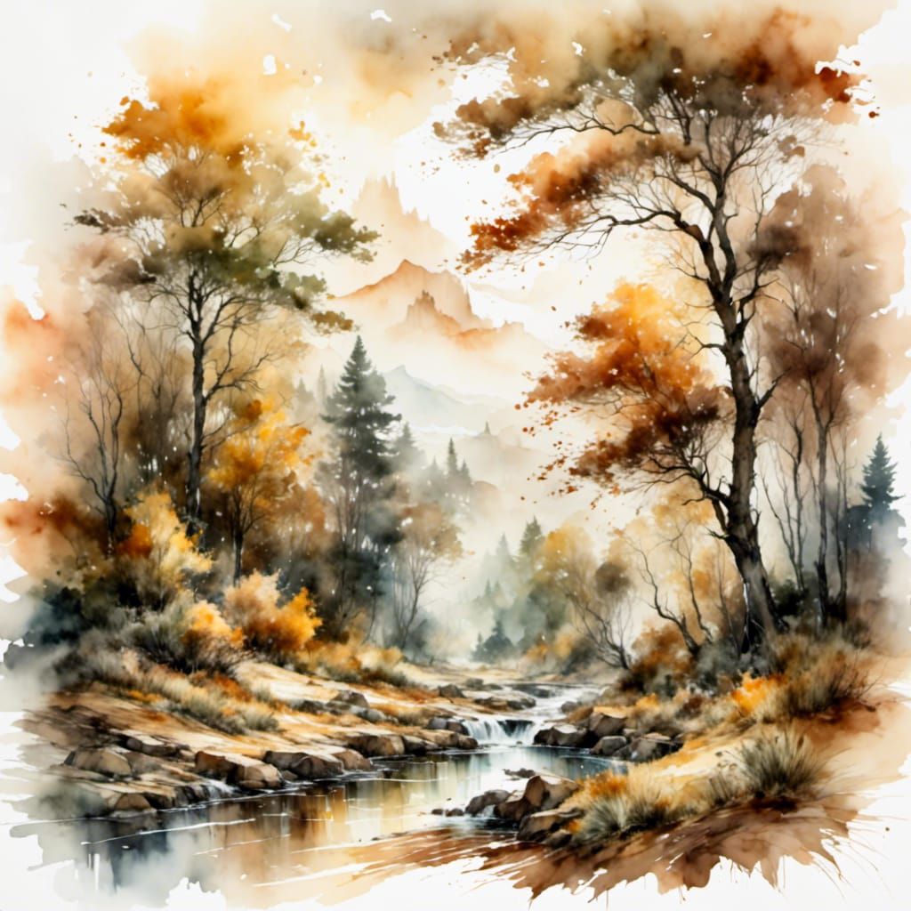 Impressionist Autumn Landscape in Painterly Style
