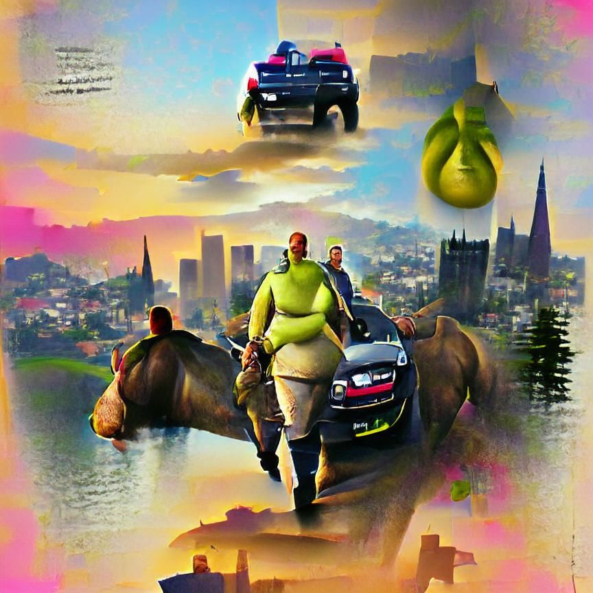 Shrek in Grand Theft Auto Style Poster