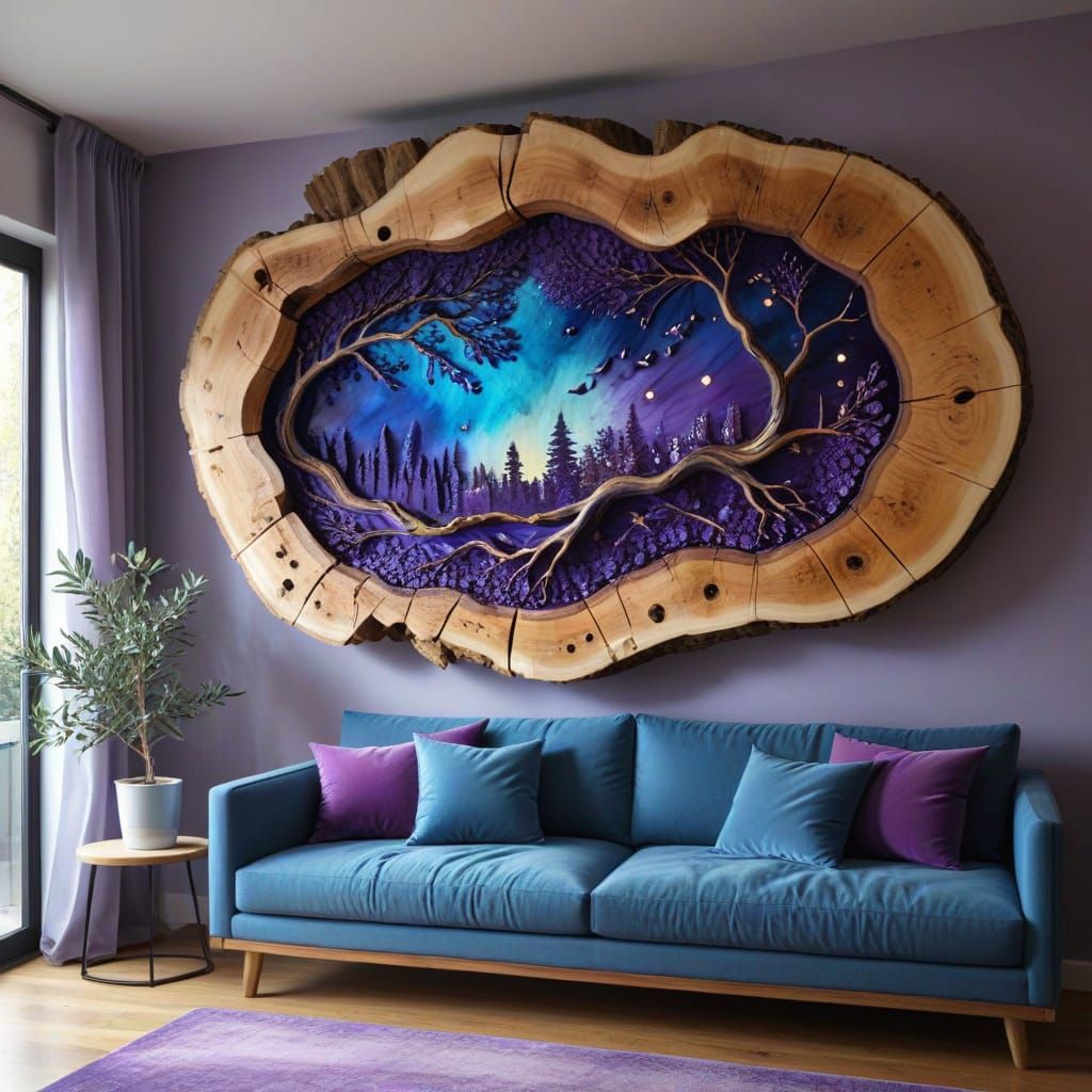 Surrealist Masterpiece in Epoxy and Olive Wood