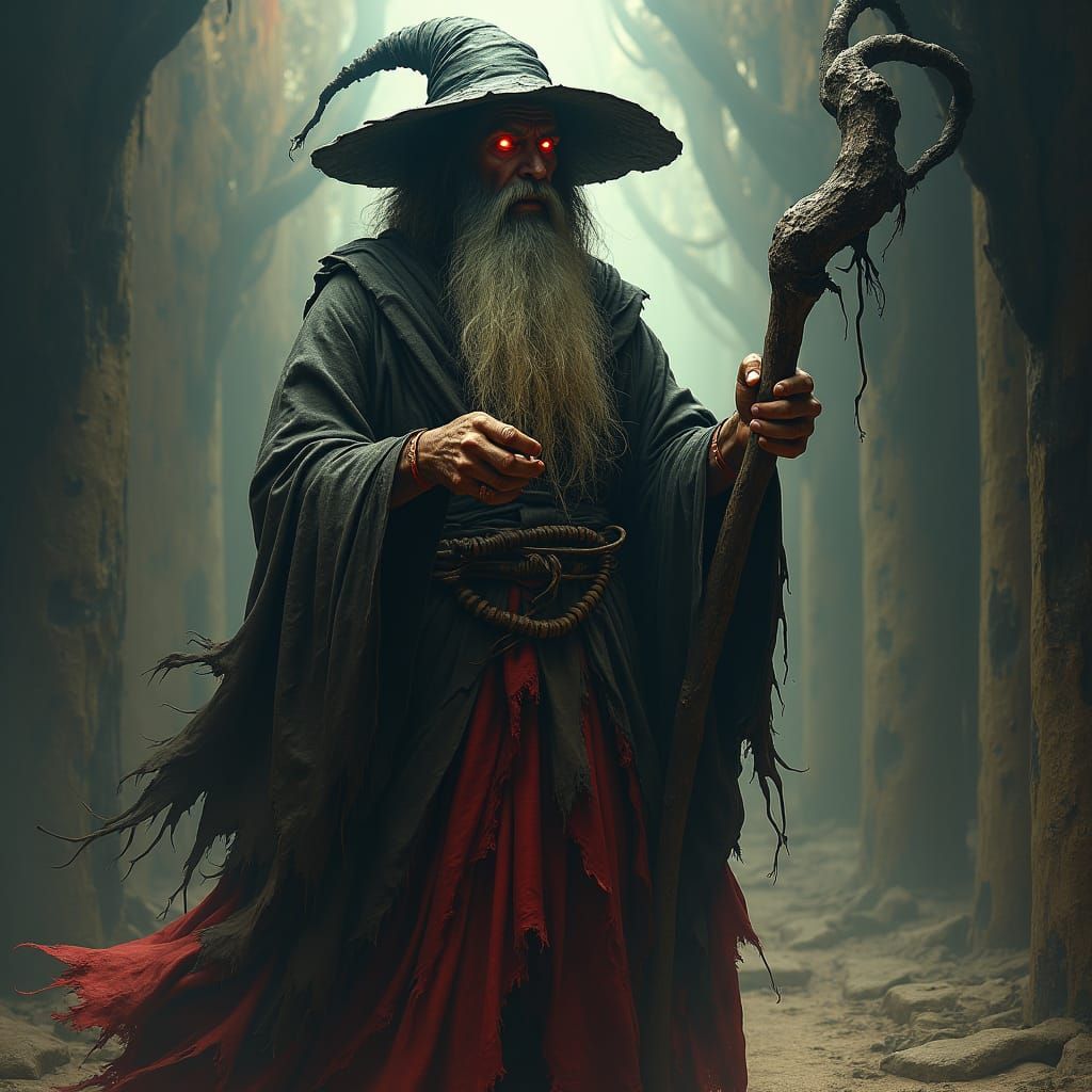 Menacing Tantrik Baba Chanting Dark Incantations