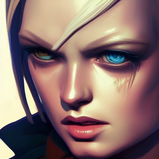 Android 18 Portrait in Detailed Art Style