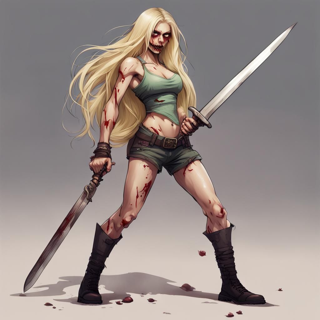 Zombie Slayer Rapunzel with Sword
