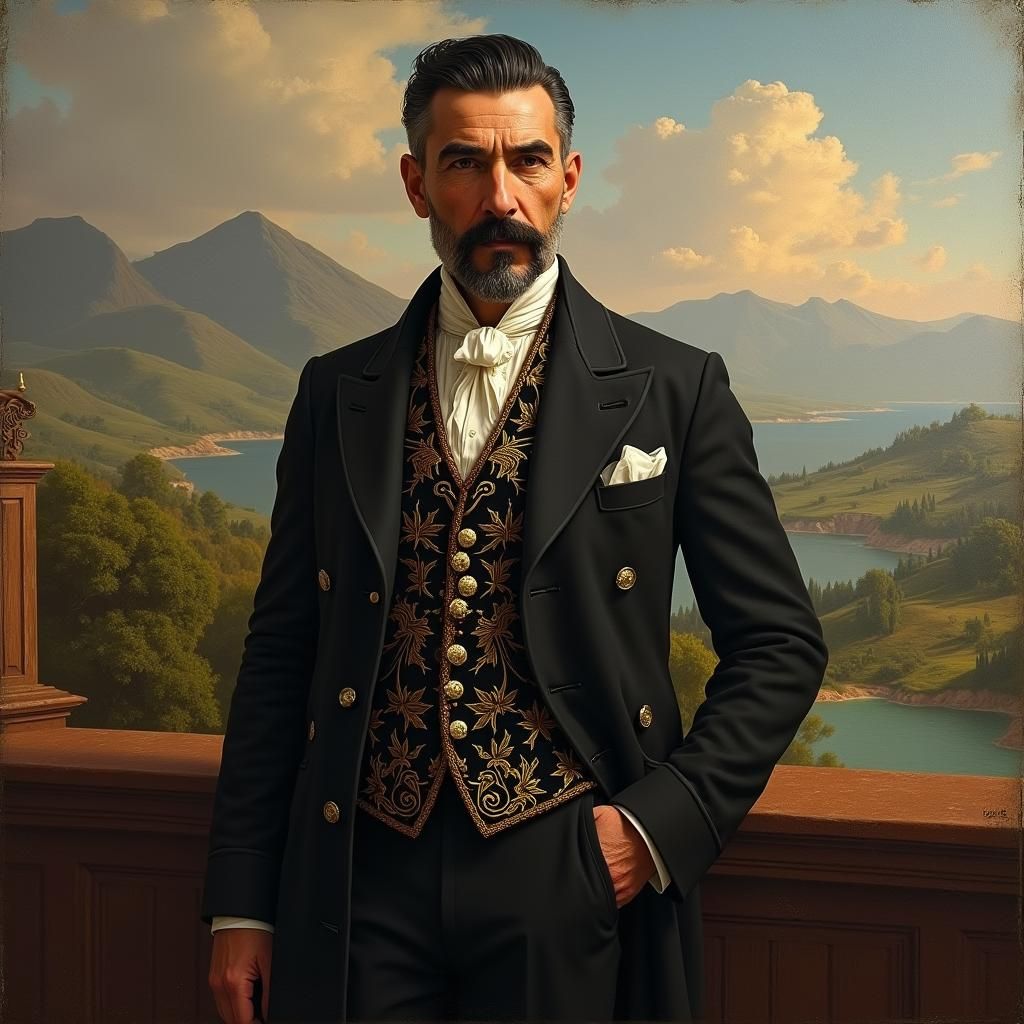 Portrait of a Dignified Gentleman in Andean Landscape