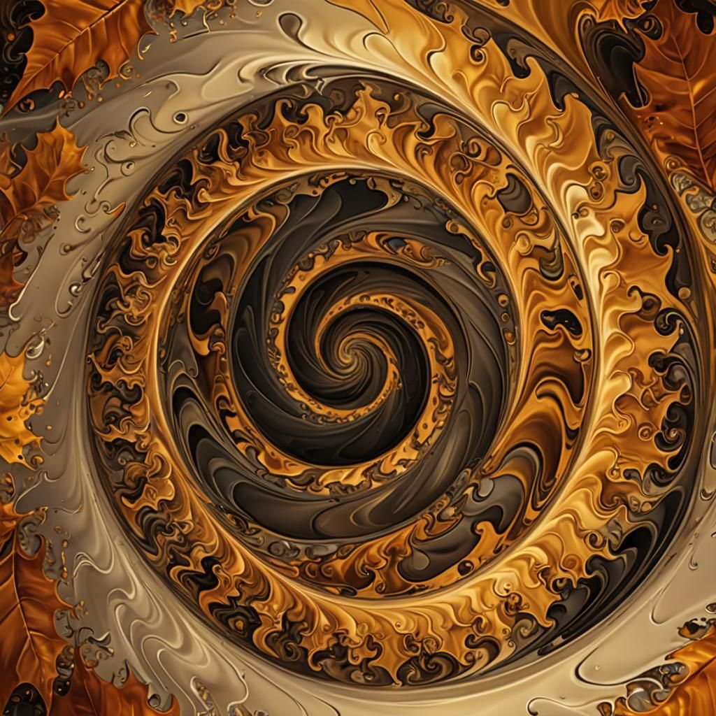 Surreal Autumn Coffee Vortex in Fractal Style
