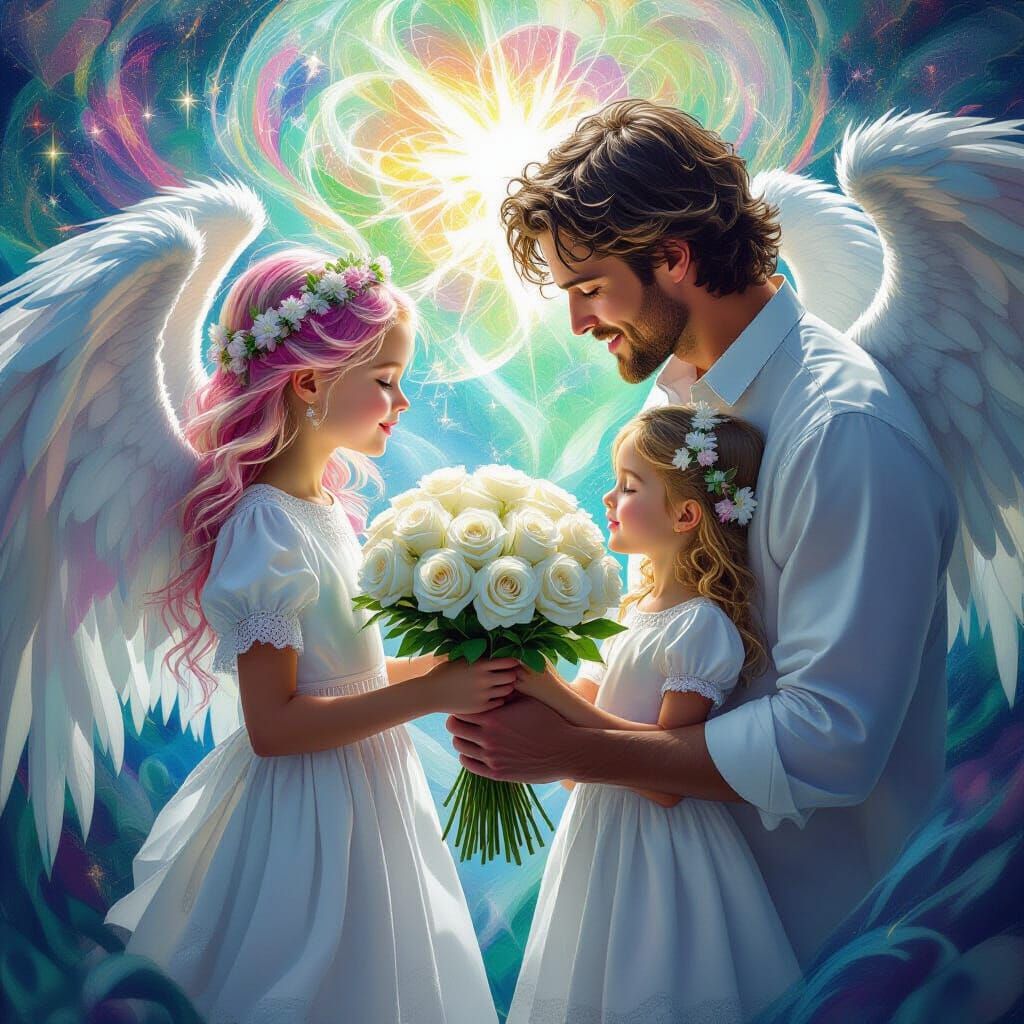 Angelic Offering in Hyperrealistic Style