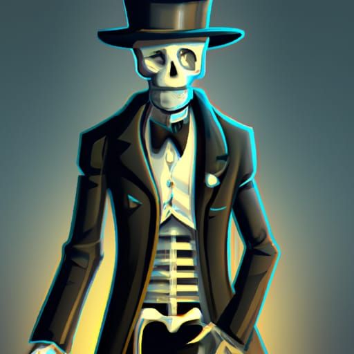 Elegant Skeleton Man in Art Nouveau Style