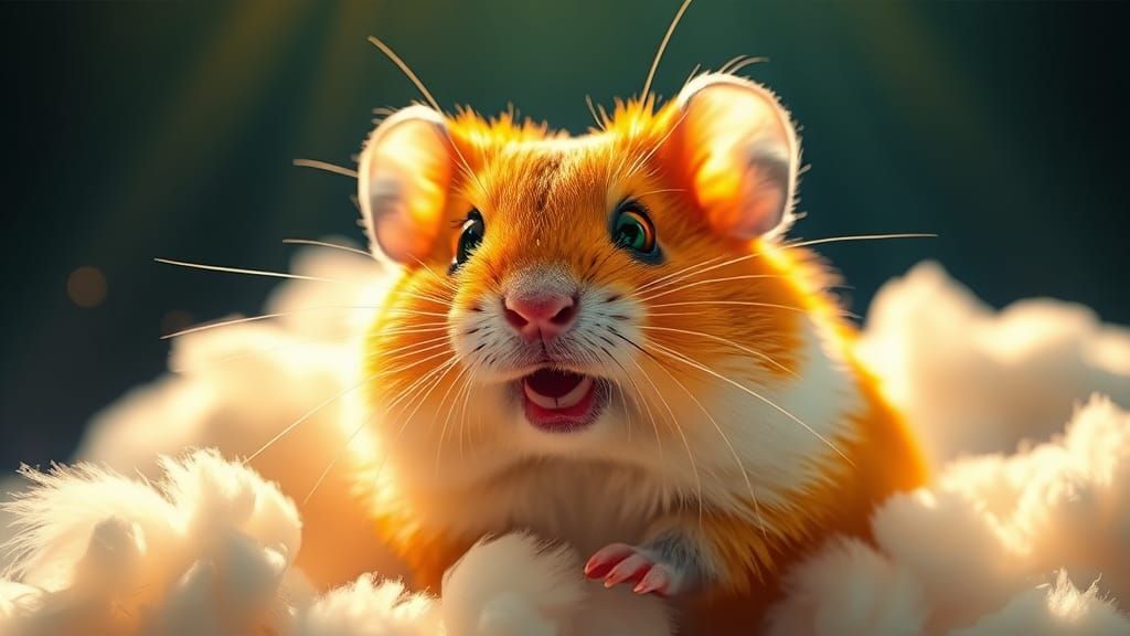 Laughing Golden Hamster in Heavenly Sunshine