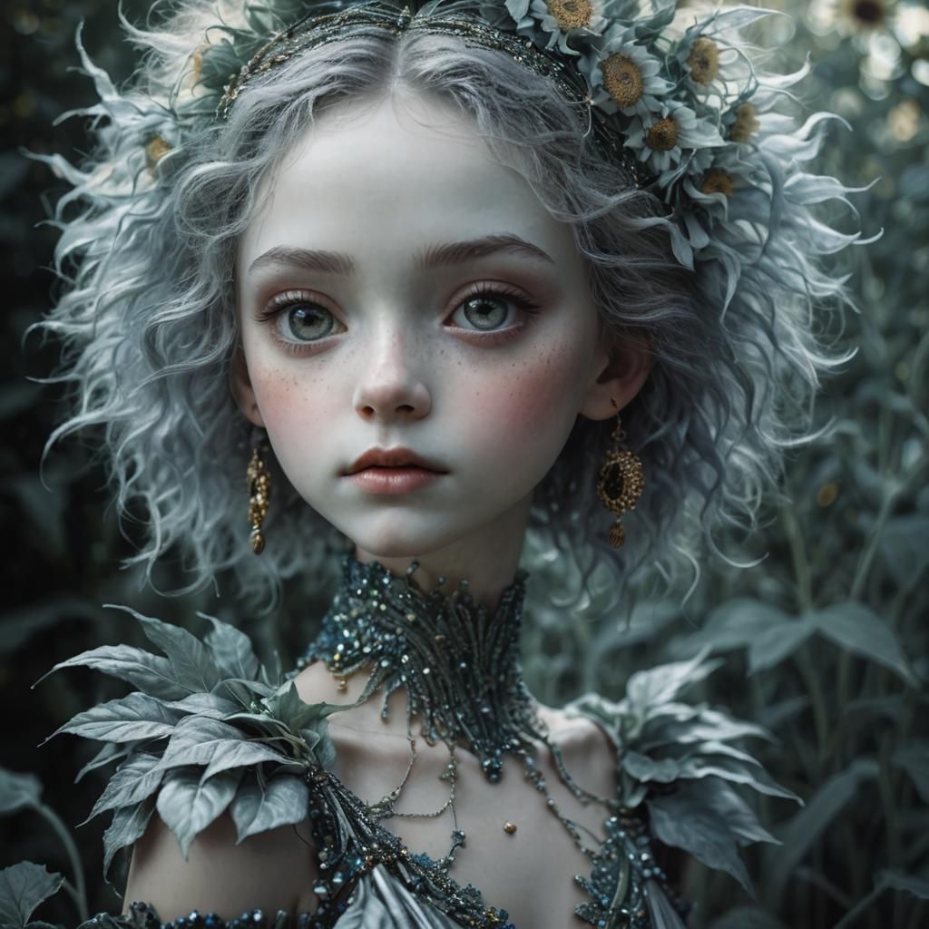 Dreamy Portrait of Girl in Sunflower Field