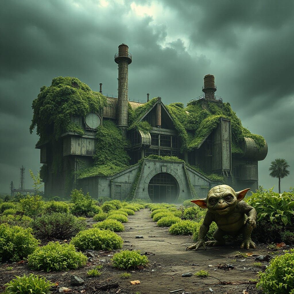 Abandoned Dieselpunk Factory in Surreal Wasteland