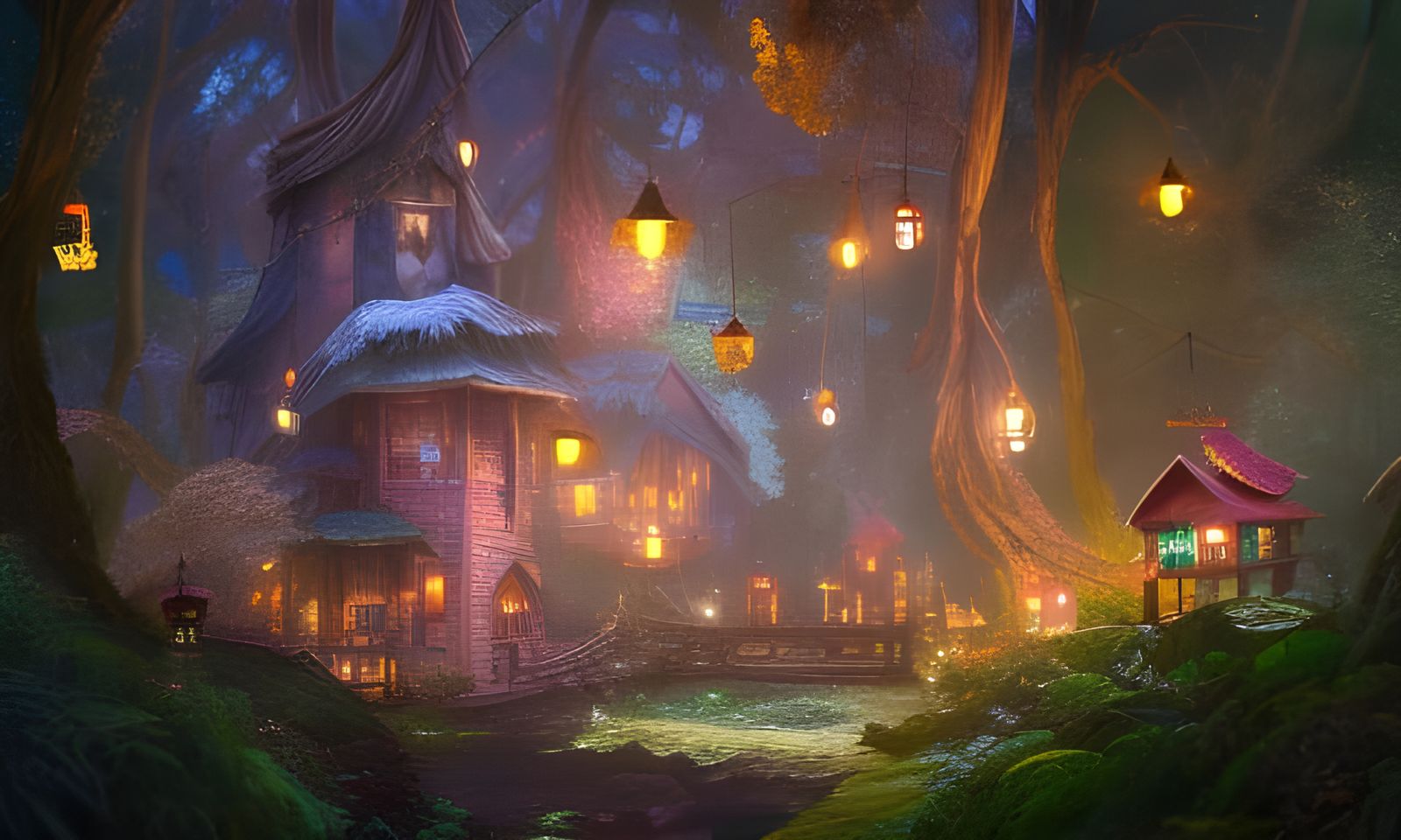 Enchanted Elf Village in Forest Canopy