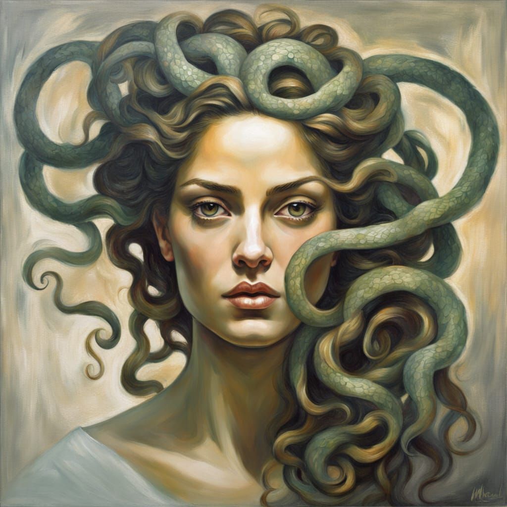 Classical Portrait of Medusa in Renaissance Style