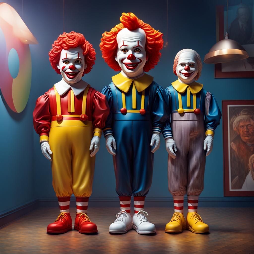 Hyperrealistic Ronald McDonald Portrait: Splash Art Concept