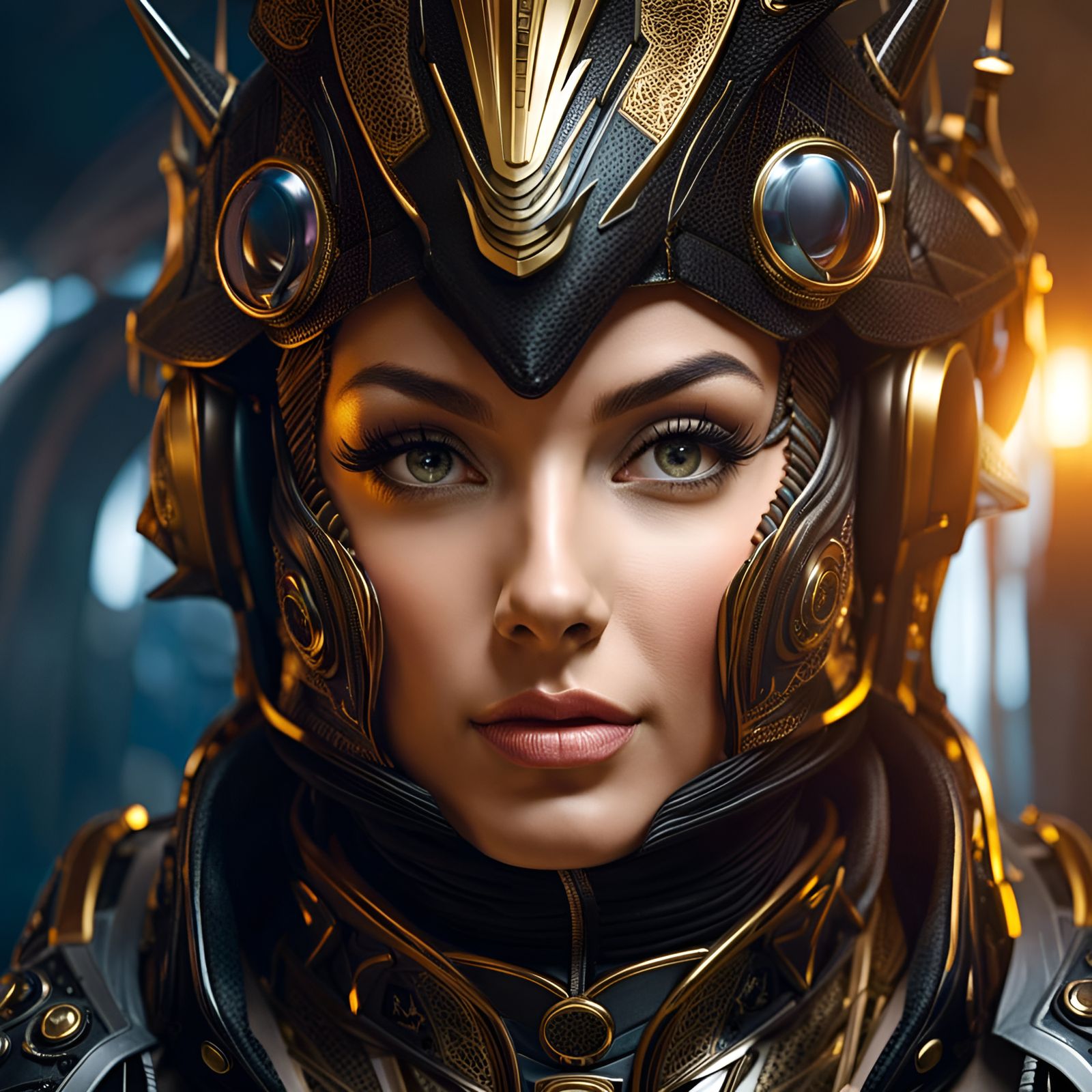 Armored Steampunk Mechanical Cat Portrait