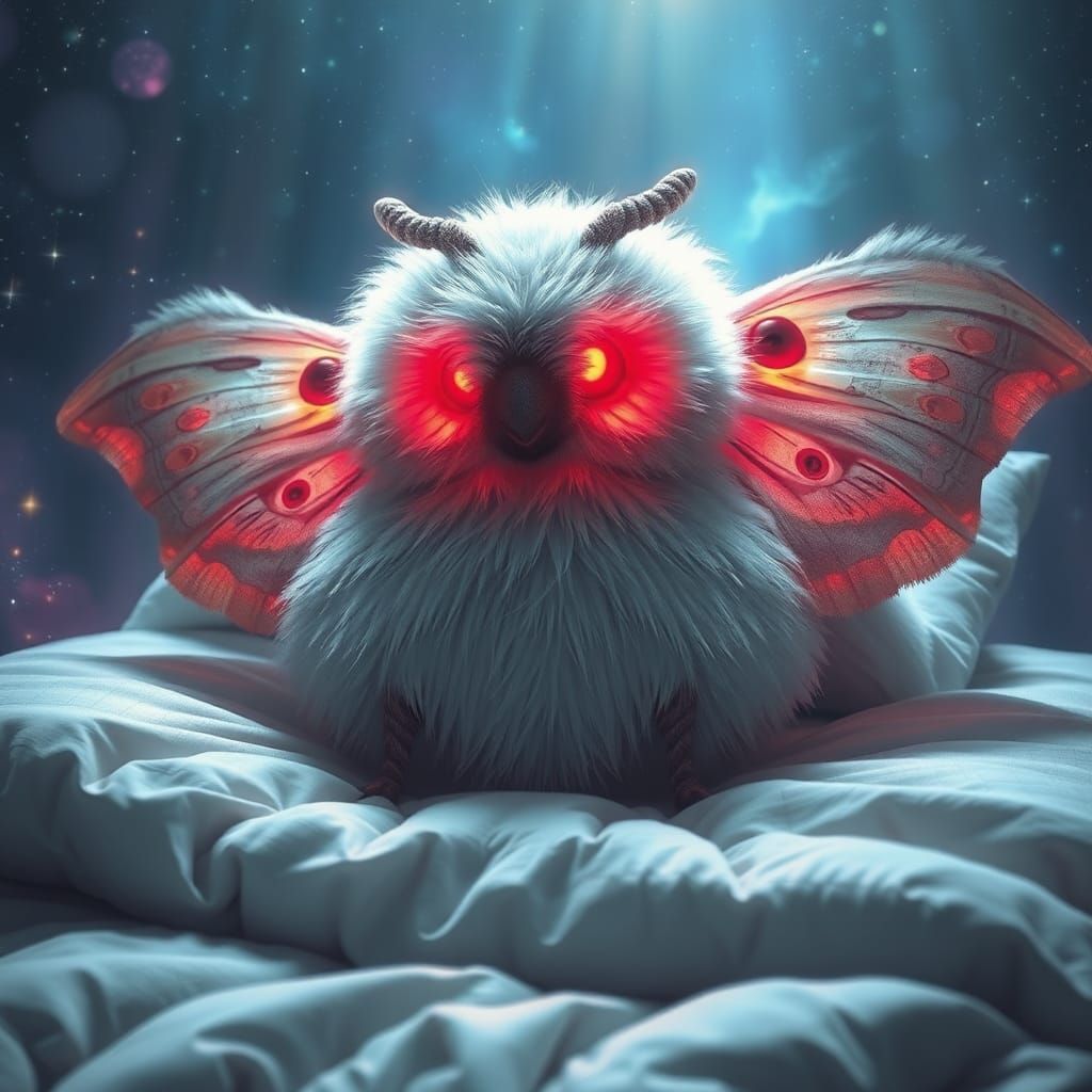Fluffy Moth Bed in Holographic Astral Style