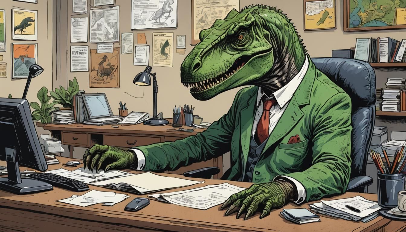 Cartoon Tyrannosaur Rex Napping Poster Art