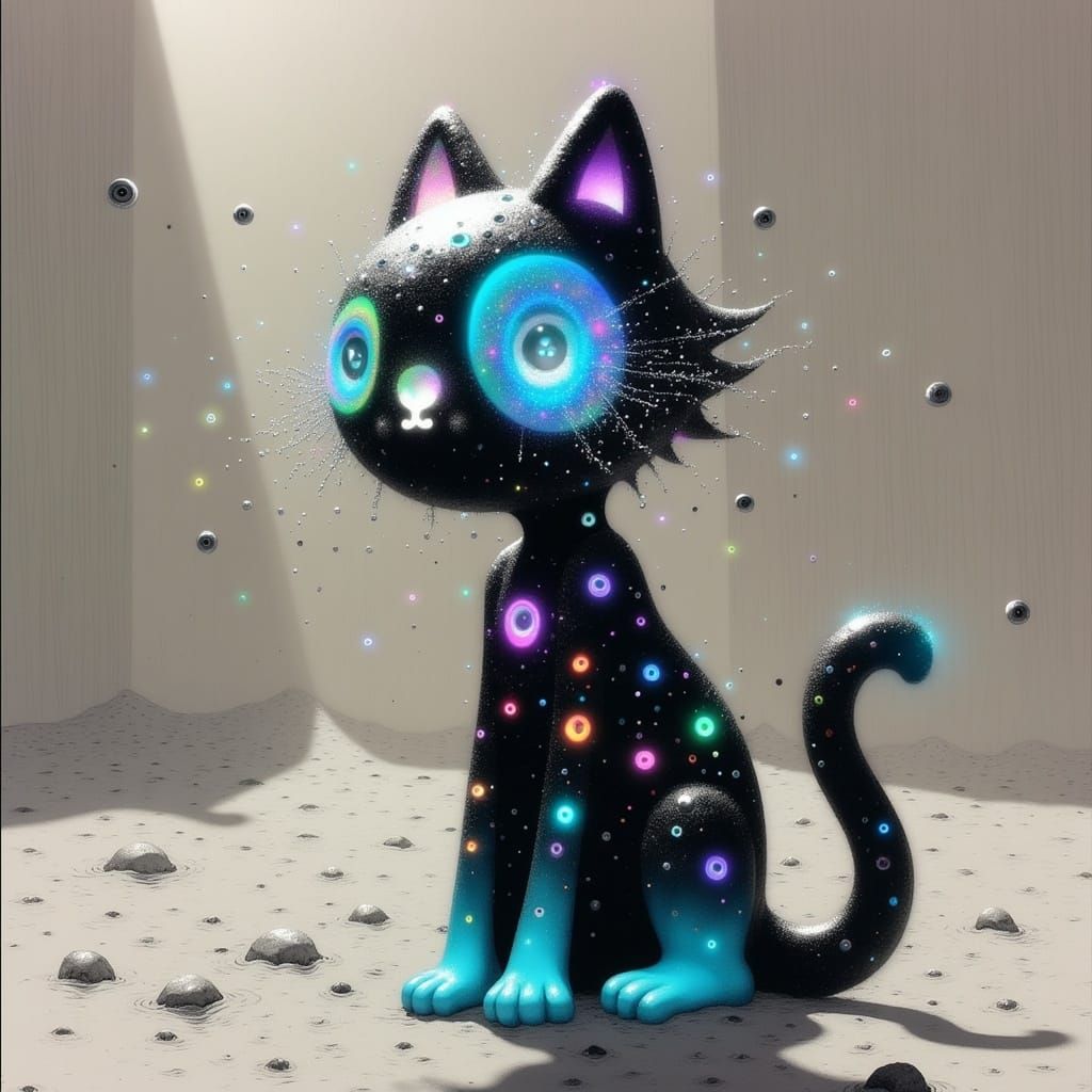 Glowing Sugar Sculpture Kitty in Whimsical Manga-Inspired Fa...
