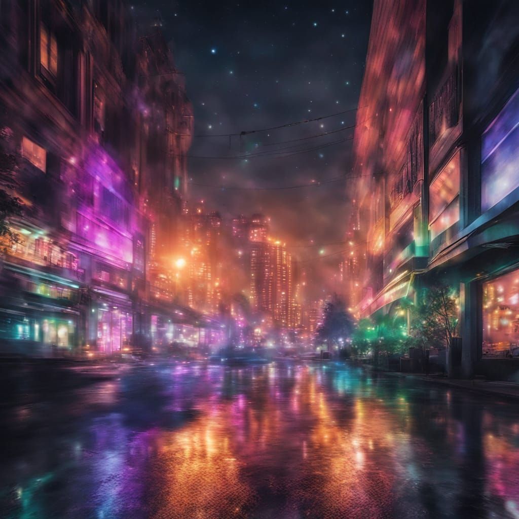 Surreal Cityscape Unfolds in Vibrant Colors