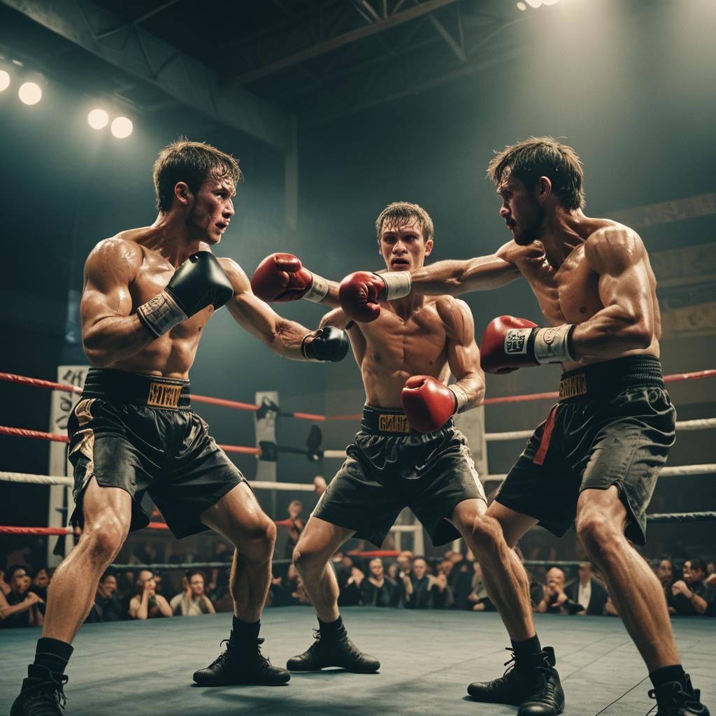Intense Boxing Match in Cinematic Style