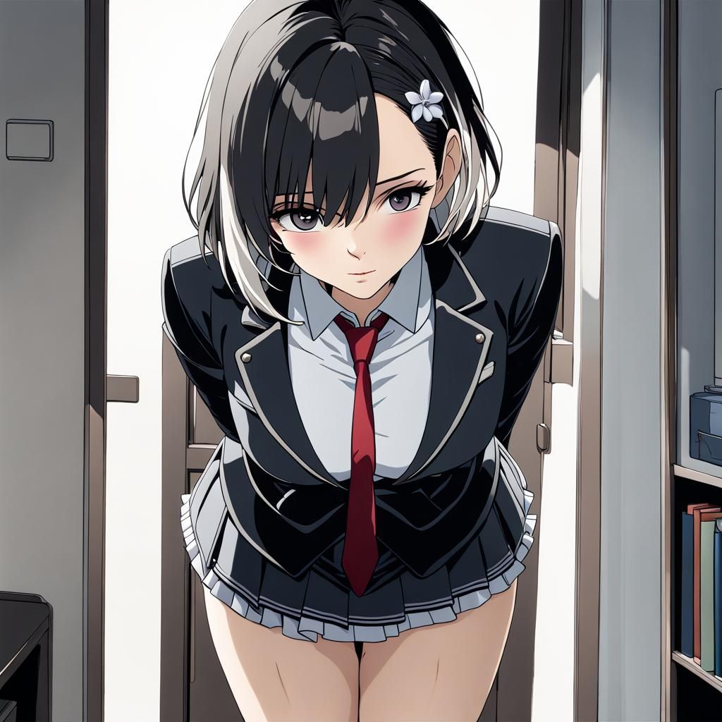 Woman with Pleated Skirt, Cel-Shaded Illustration