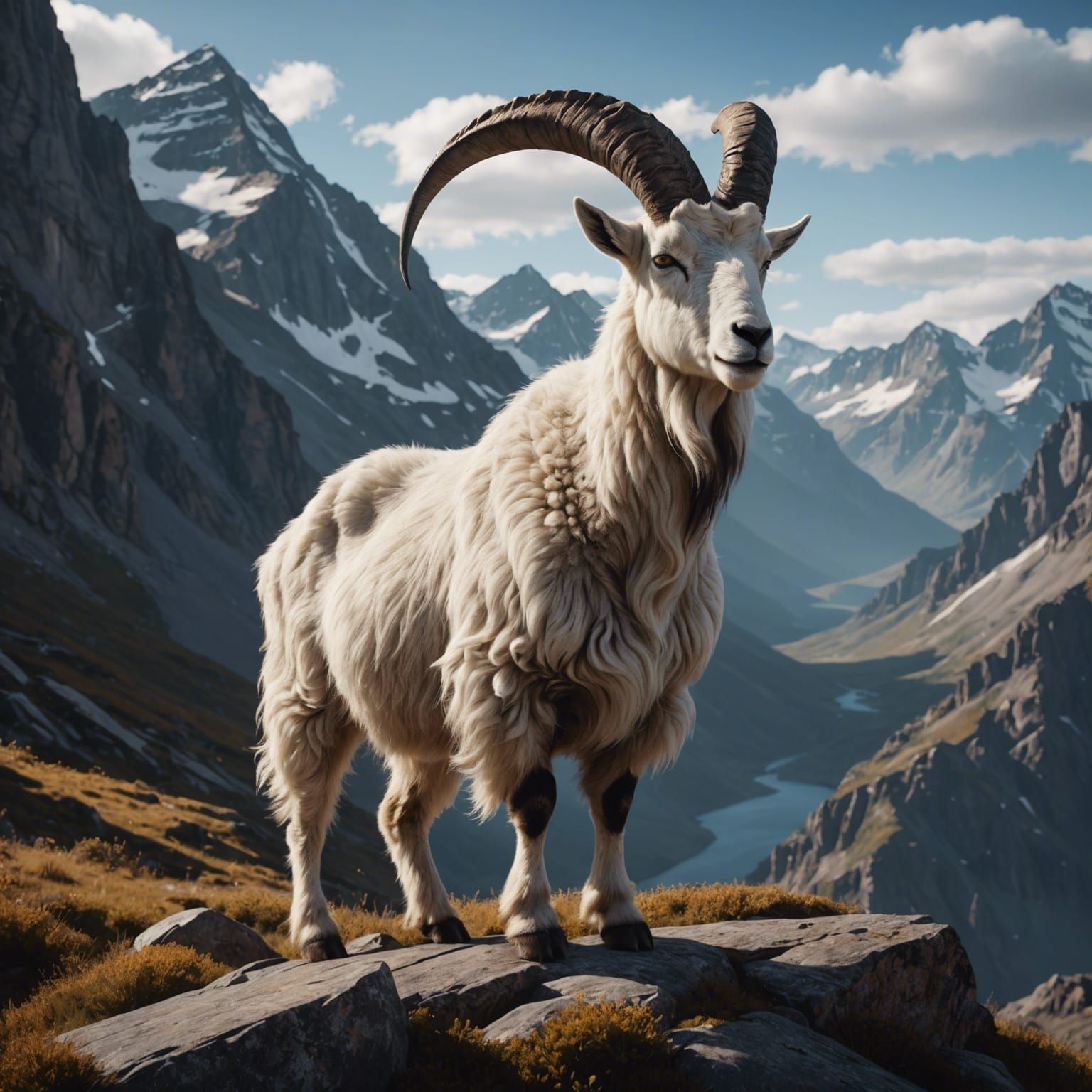 Elegant Mountain Goat with Aircannon Horns