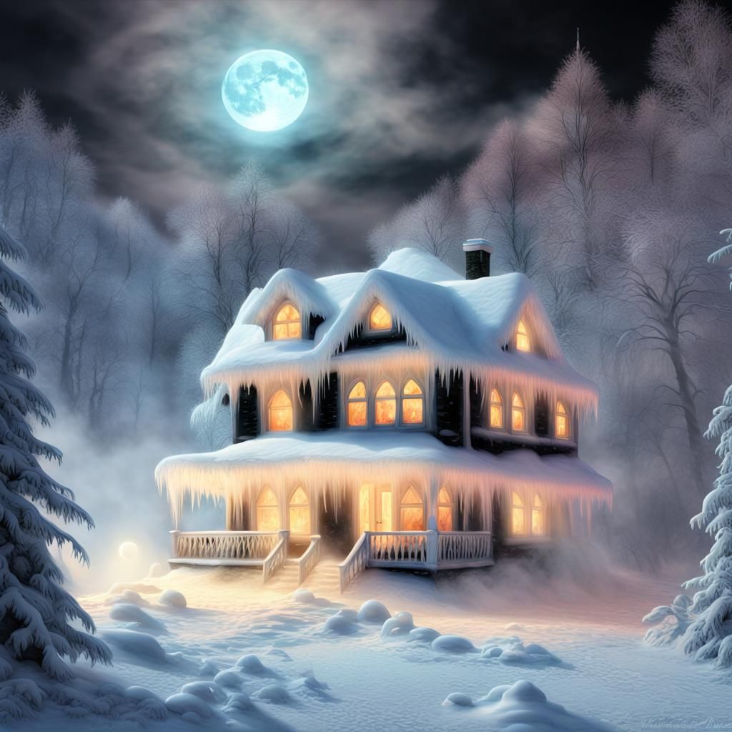 Glowing Winter Wonderland in Ethereal Splendor