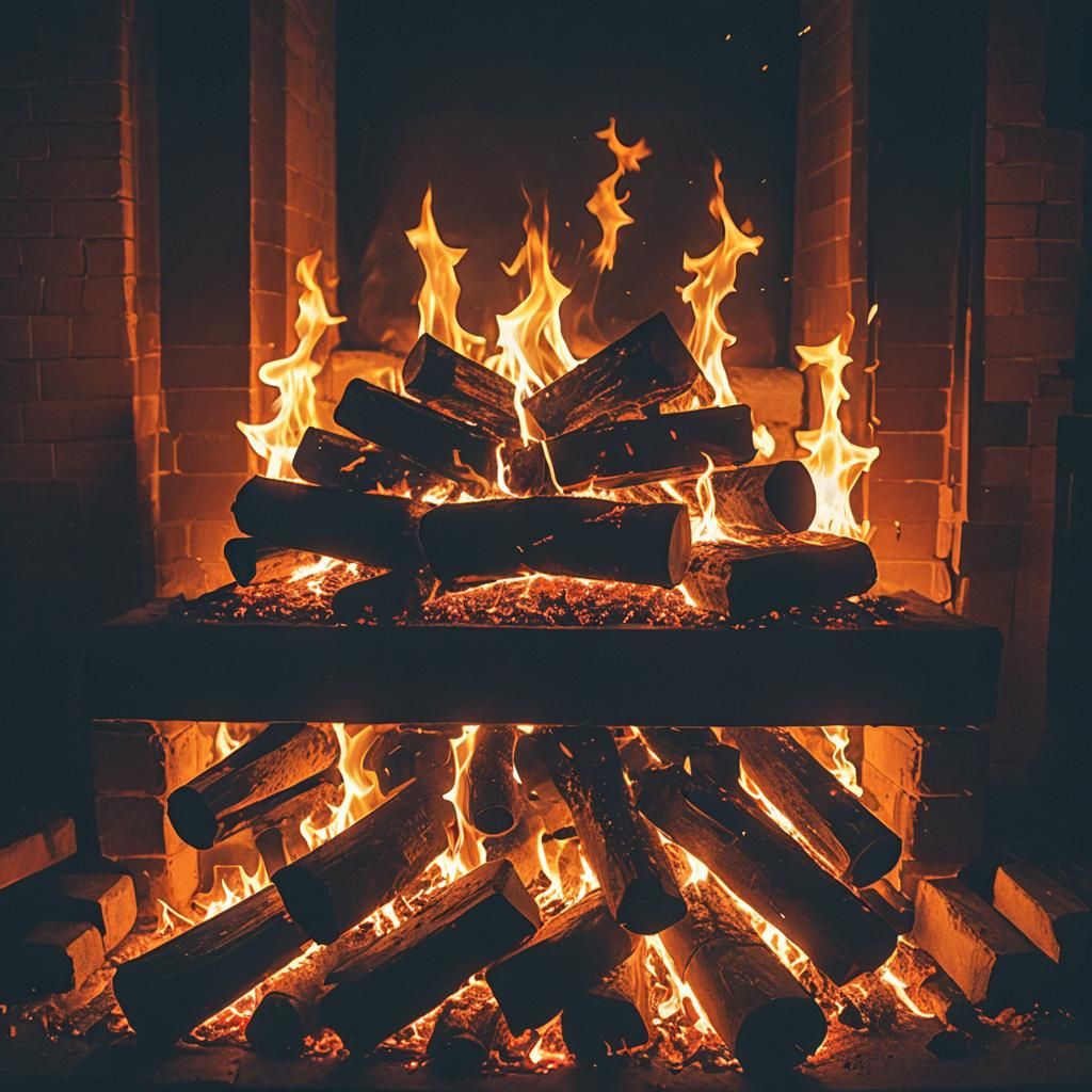Romantic Fireplace Flames in Cinematic Style