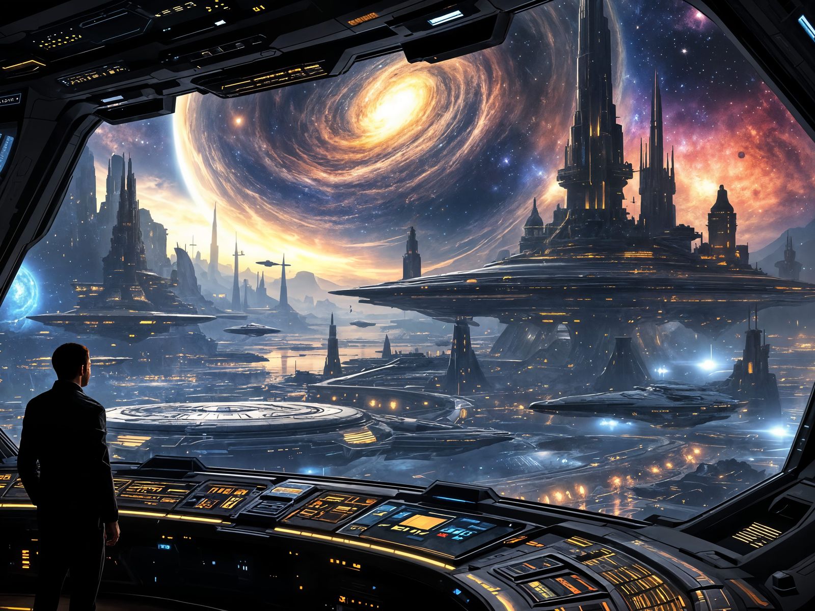 Colossal Sci-Fi Spaceport from Starship Bridge