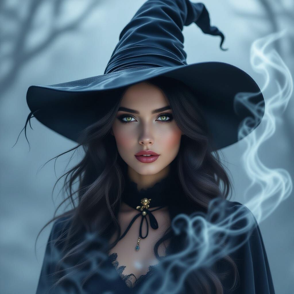 Ghostly Beautiful Witch Appears in Ethereal Light