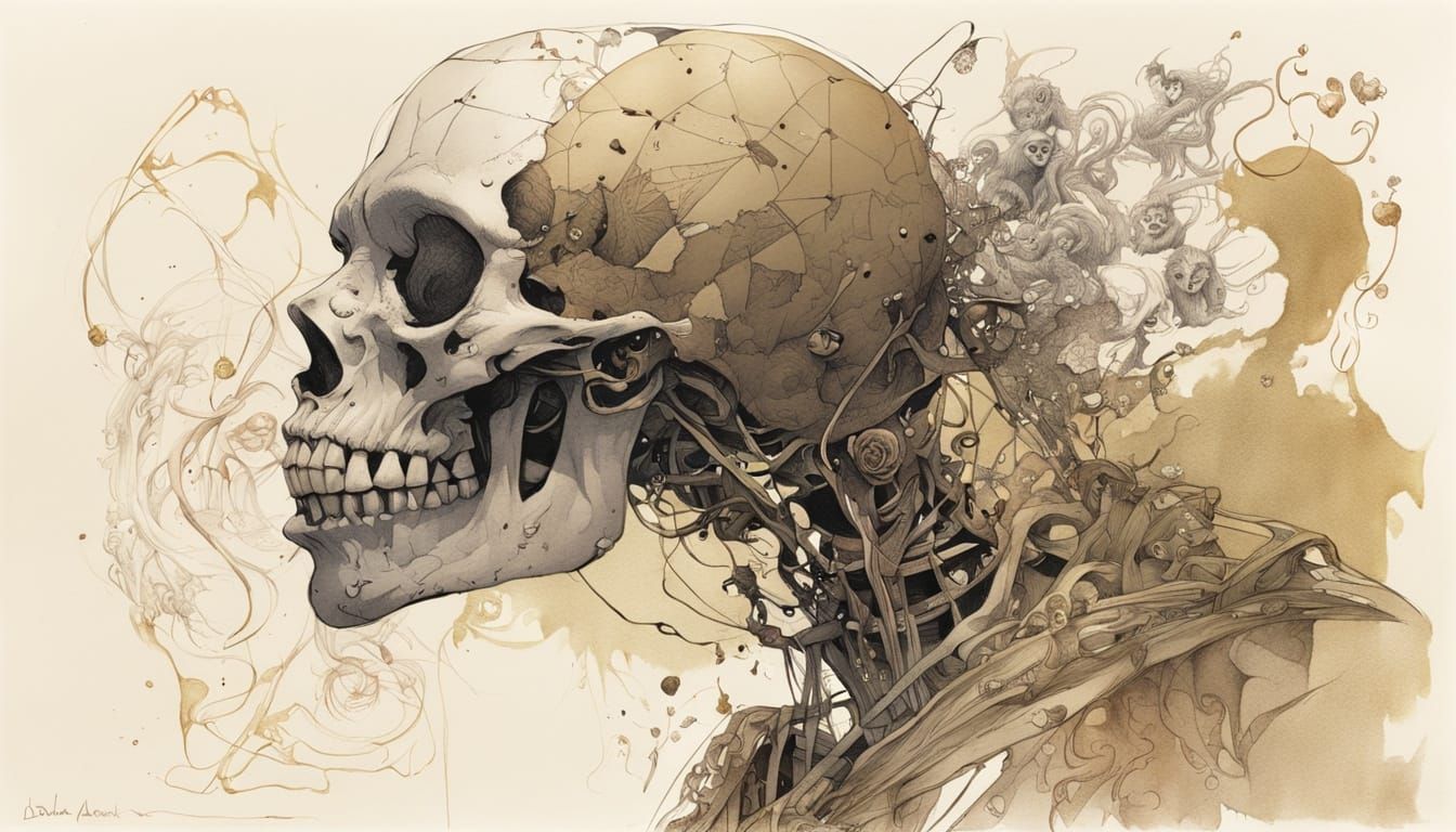 Dwarf Pin-Up Hybrid in Sepia and Gold