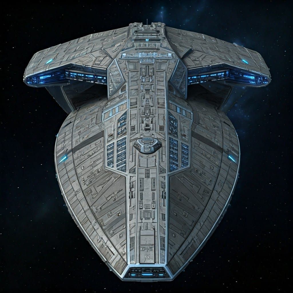 Futuristic Andorian L'Neru Class Starship from a Bird's Eye ...