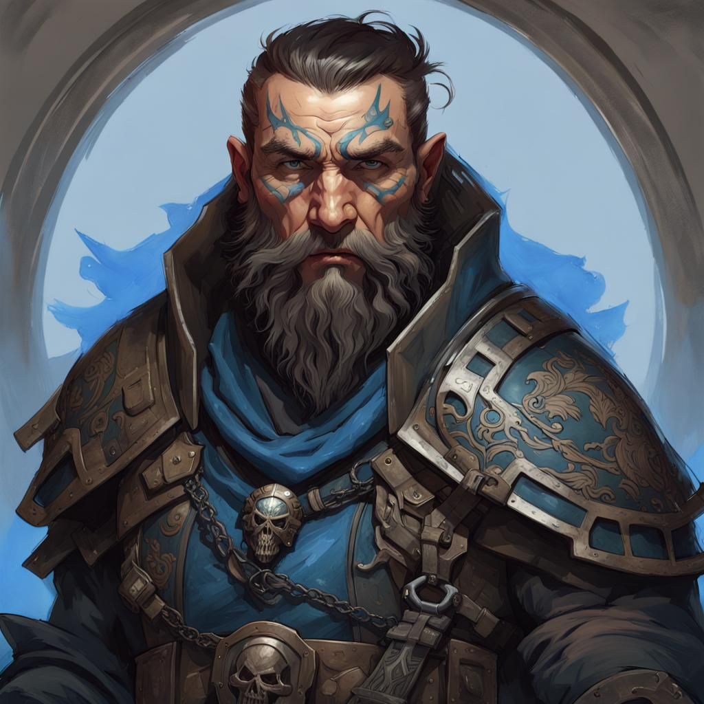 Stoic Dwarf Portrait in Hyperdetailed Digital Art
