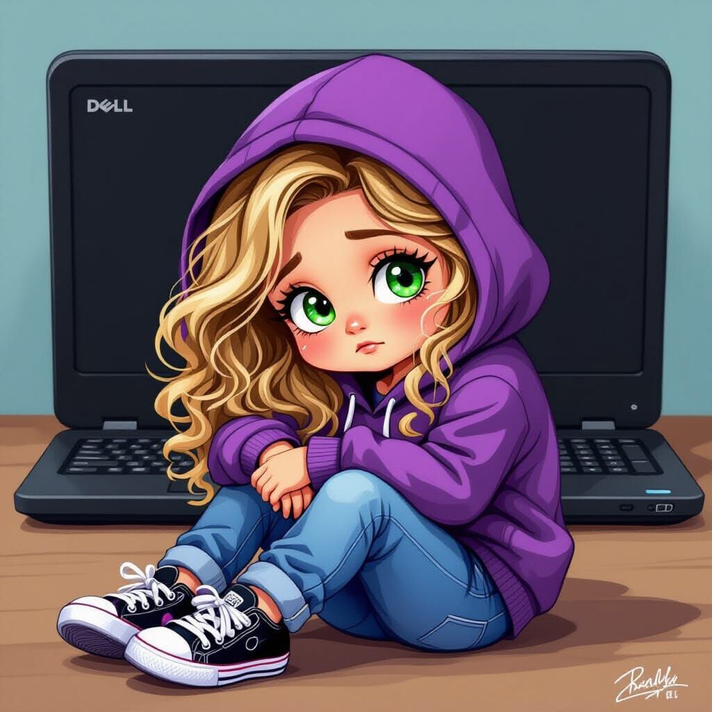 Embarrassed Bitty Girl Curled Up In A Ball