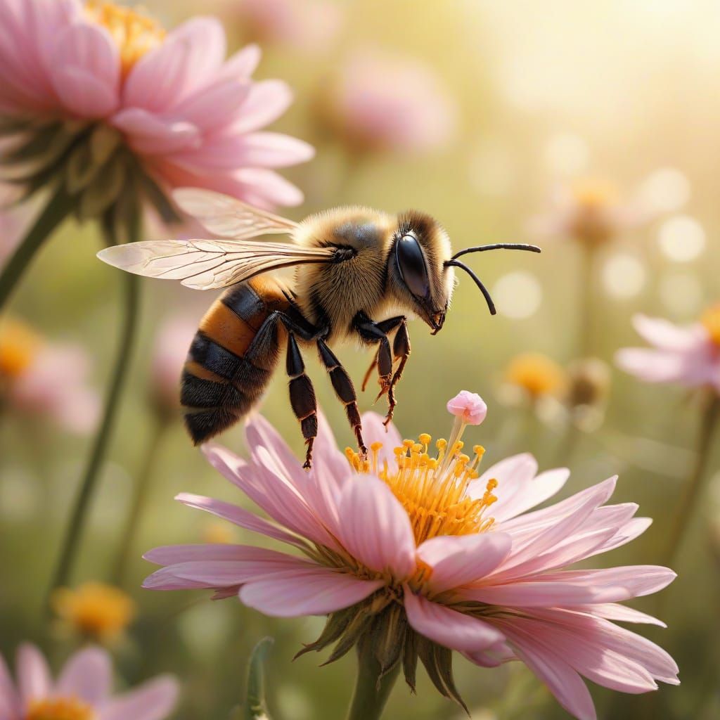 Whimsical Springtime Bee in Wonderland