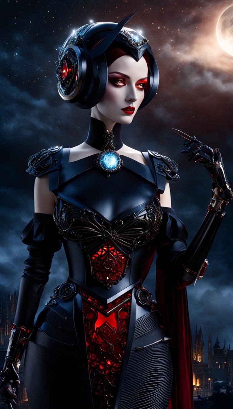 Fembot Vampire in Glass Dress Portrait