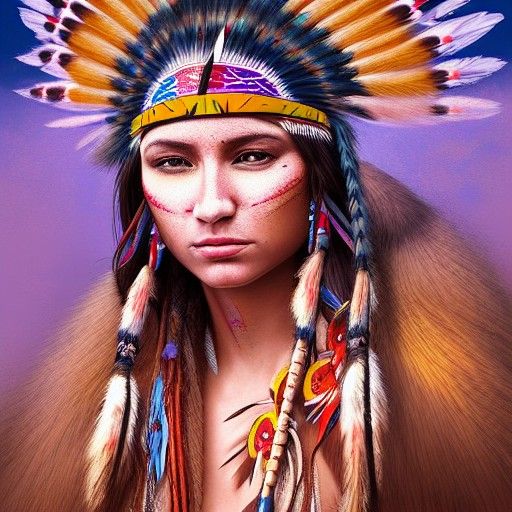 Native American Princess: Detailed Digital Expressionism