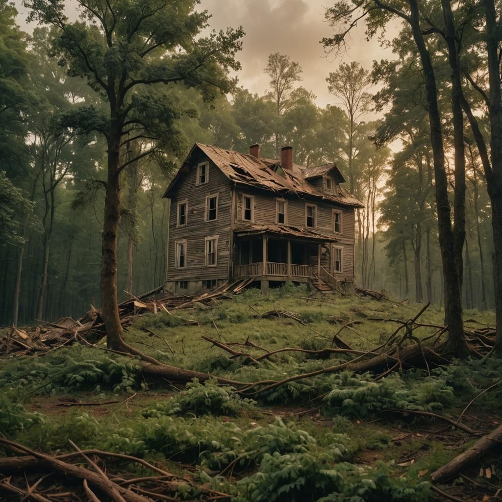 Dramatic House in Forest as Twister Approaches