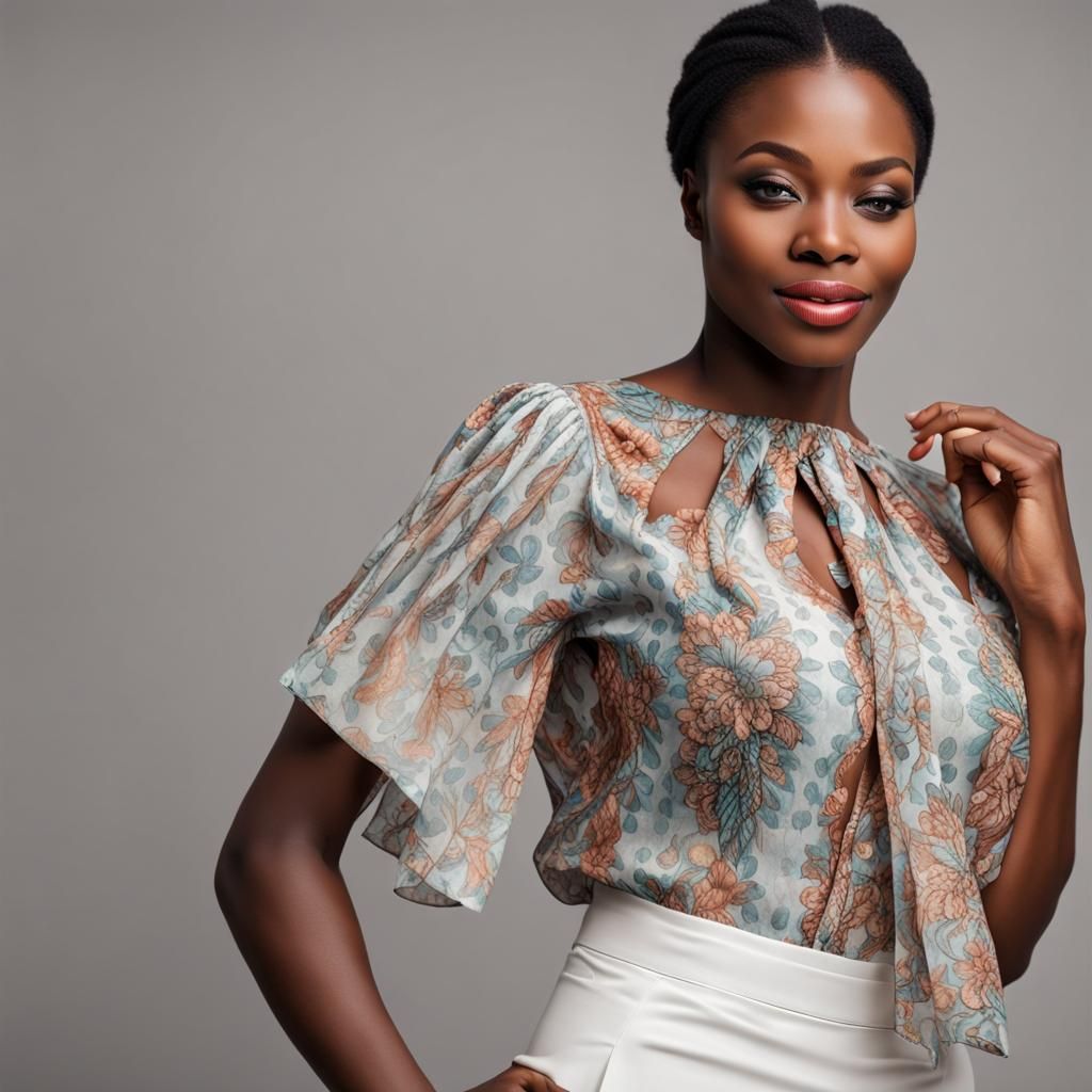 Charming Nigerian Woman in Sheer Blouse