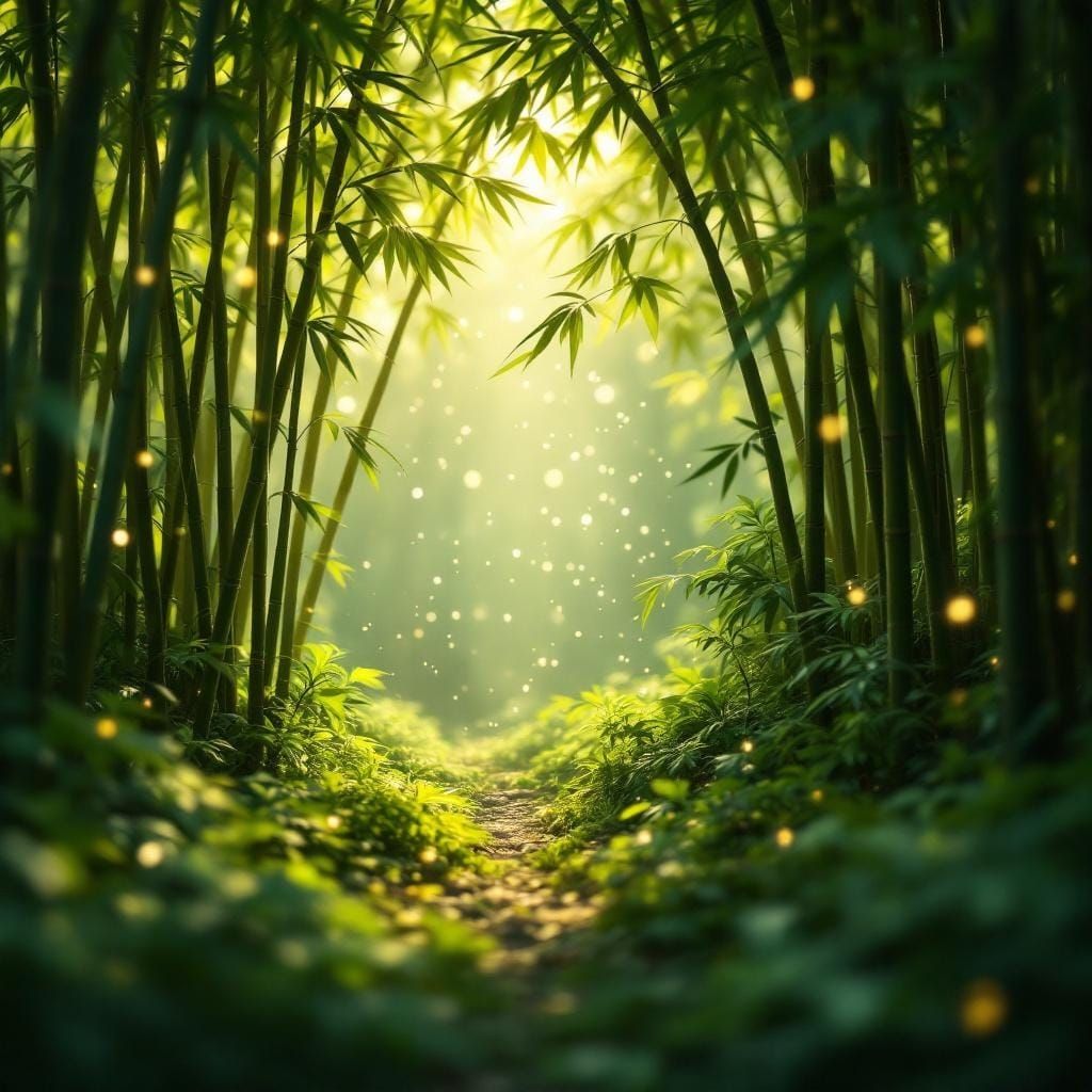 Miniature Japanese Village in Lush Bamboo Forest