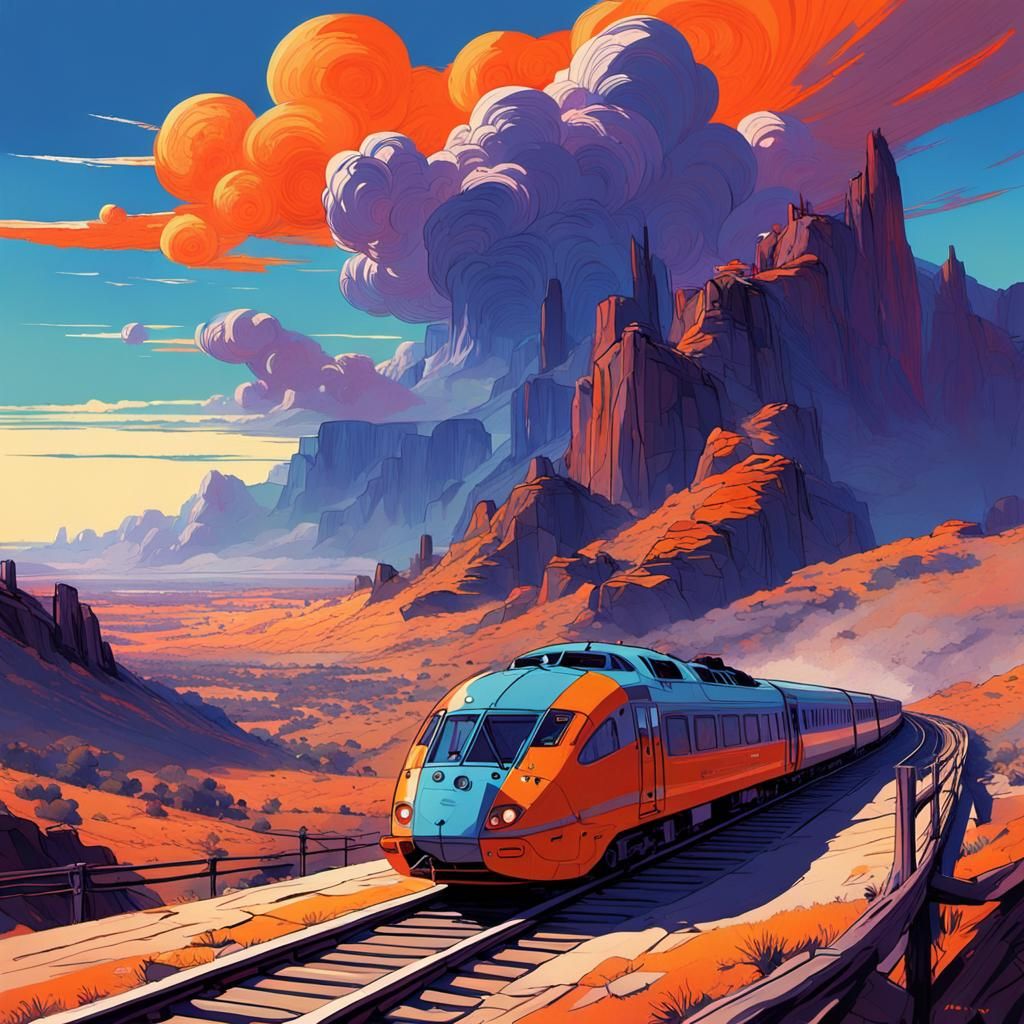 Exciting Roller Coaster Ride in Expressive Digital Style