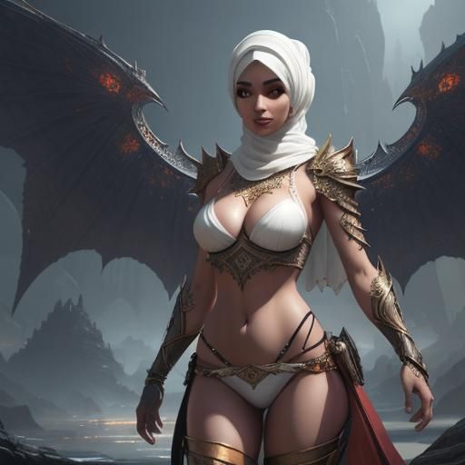 Figure in Hijab: Detailed Digital Matte Painting