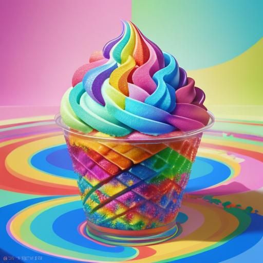 Rainbow Ice Cream in Candy Art Style