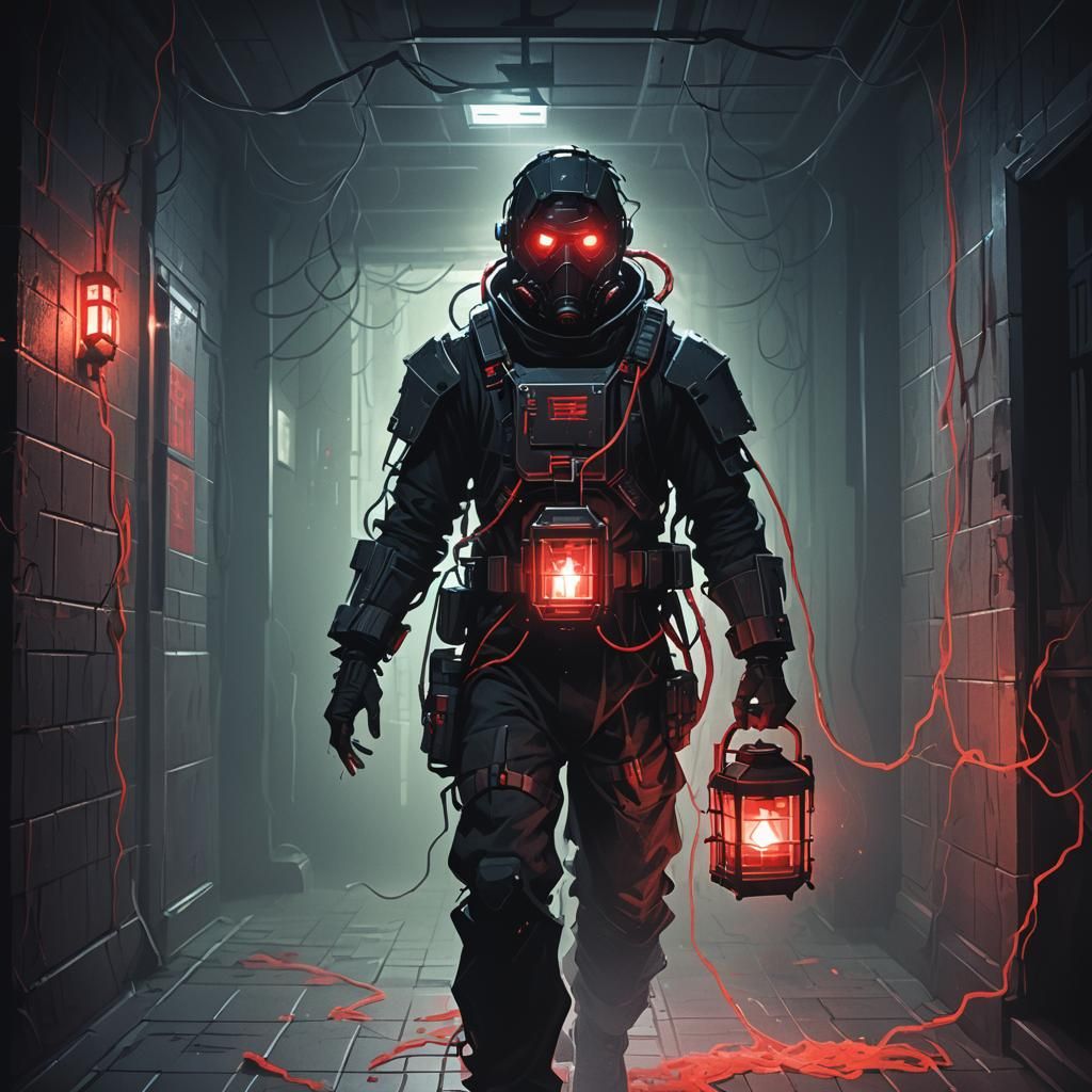 Dark Fantasy Pixel Art Bio-Exorcist Portrait