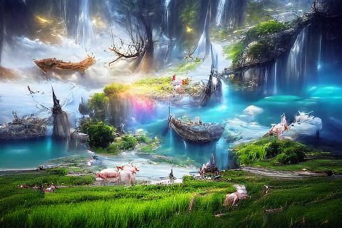 Enchanting Fantasy World with Floating Islands