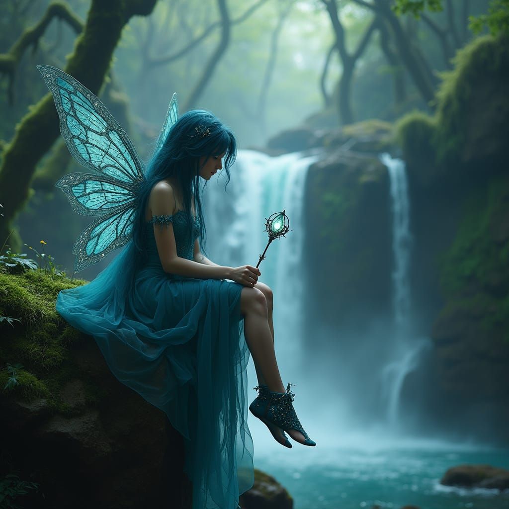 Enchanted Forest Fairy in Gunmetal Blue