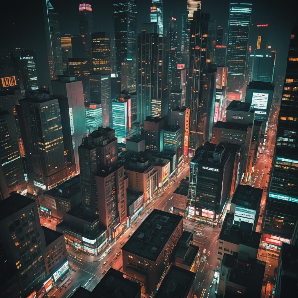 Gotham-Inspired Cityscape at Night in Film Noir