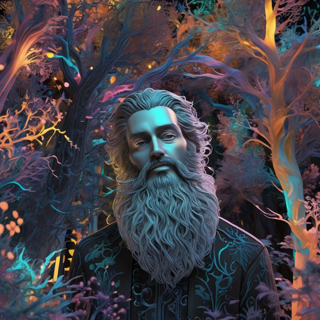 A whimsical gothic-inspired character  beard