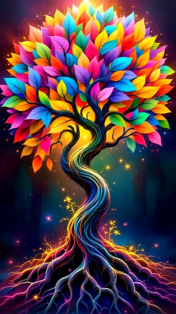 Vibrant Tree of Life in Street Art Style