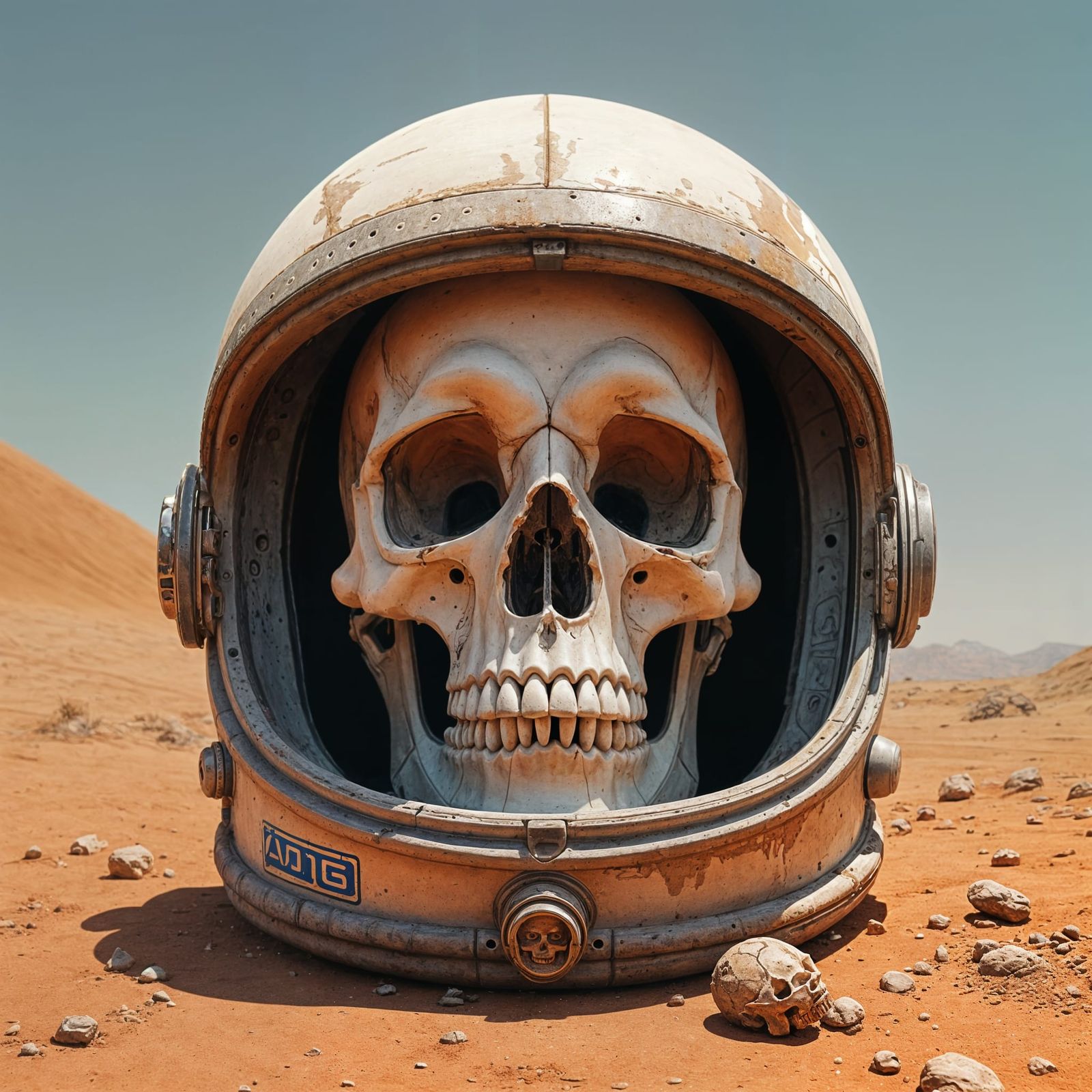 Astronaut Skull on Desert Planet