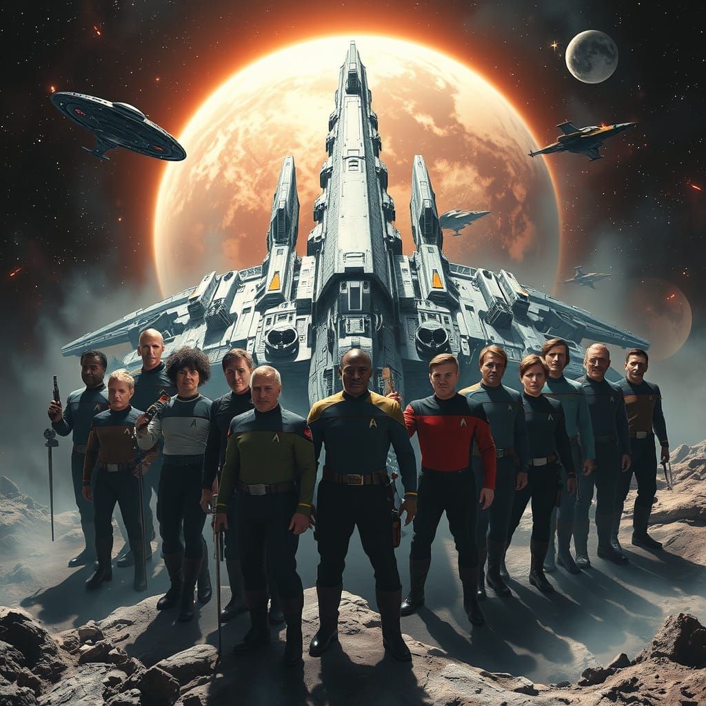 Galactic Battlestar Crew Unite in Epic Cinematic Digital Art