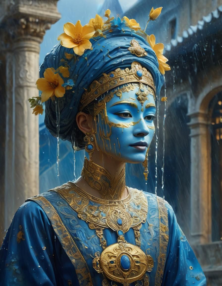 Rain Queen in Delicate Watercolor Painting